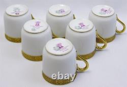 6 T&V Tressemanes & Vogt 9333 Limoges Demitasse Cup Saucer Sets Gold Encrusted