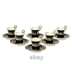 6 Tiffany Le Tallec Private Stock Porcelain Demitasse Cups in Black Shoulder