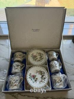 6 Vintage Aynsley Pembroke Demitasse Sets in Original Box 6 cups 6 saucers