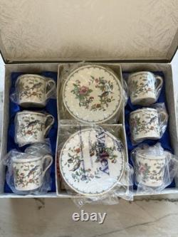6 Vintage Aynsley Pembroke Demitasse Sets in Original Box 6 cups 6 saucers