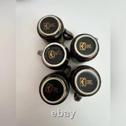 6 Vintage Dagounis Demitasse Black and Gold Espresso Cup and Saucer Set