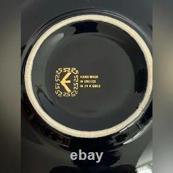 6 Vintage Dagounis Demitasse Black and Gold Espresso Cup and Saucer Set