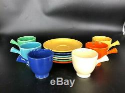 (6) Vintage Mid Century Fiesta ware Demitasse Cup & Saucer Sets Complete Colors