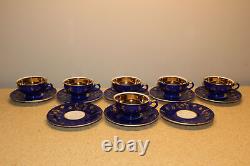 6 Vintage Winterling Germany Cobalt Blue/gold Porcelain Demitasse Cups&8 Saucers