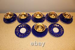 6 Vintage Winterling Germany Cobalt Blue/gold Porcelain Demitasse Cups&8 Saucers