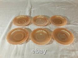6 Vtg MCM Fire King Anchor Hocking Peach Luster Swirl Demitasse Cups And Saucers