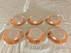 6 Vtg MCM Fire King Anchor Hocking Peach Luster Swirl Demitasse Cups And Saucers