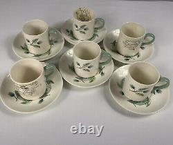 6 Wedgwood Woodbury Bond Shape Demitasse Cups Saucers Espresso MCM Cottagecore