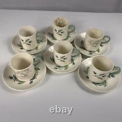 6 Wedgwood Woodbury Bond Shape Demitasse Cups Saucers Espresso MCM Cottagecore