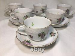(6 sets) Eton by Herend Flat Demitasse Cups & Saucers #1728