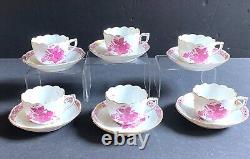 6 sets Herend Hungary Chinese Bouquet Rust mocha /demitasse cups withsaucers