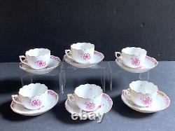 6 sets Herend Hungary Chinese Bouquet Rust mocha /demitasse cups withsaucers