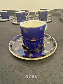 6 sets of Aynsley Cobalt Blue and Gold Demitasse Cups and Saucers, 1 set 30