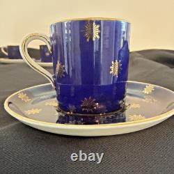 6 sets of Aynsley Cobalt Blue and Gold Demitasse Cups and Saucers, 1 set 30