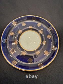 6 sets of Aynsley Cobalt Blue and Gold Demitasse Cups and Saucers, 1 set 30
