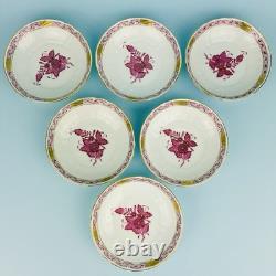 6 x Herend Apponyi Chinese Bouquet Pink Demitasse Coffee Cups & Saucers #1728 AP