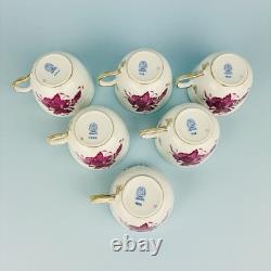 6 x Herend Apponyi Chinese Bouquet Pink Demitasse Coffee Cups & Saucers #1728 AP