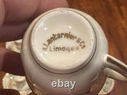 6 x VTG A. Lanternier & Co. Limoges France Porcelain Demitasse Cup & Saucer Set