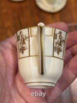 6 x VTG A. Lanternier & Co. Limoges France Porcelain Demitasse Cup & Saucer Set
