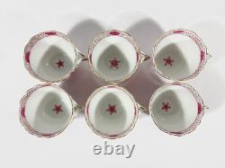 6x Meissen Indian Flower Pink Demitasse Coffee Cups & Saucers Set