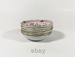 6x Meissen Indian Flower Pink Demitasse Coffee Cups & Saucers Set