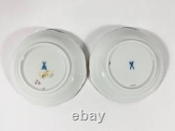 6x Meissen Indian Flower Pink Demitasse Coffee Cups & Saucers Set