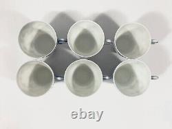 6x Royal Copenhagen Blue Fluted Full Lace 1038 Demitasse Coffee Cups & Saucers