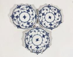 6x Royal Copenhagen Blue Fluted Full Lace 1038 Demitasse Coffee Cups & Saucers