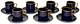 7 Arabia Of Finland Demitasse Mocha Cups & Saucers Cobalt Blue & Gold Olga Osol