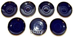 7 Arabia Of Finland Demitasse Mocha Cups & Saucers Cobalt Blue & Gold Olga Osol