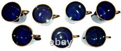 7 Arabia Of Finland Demitasse Mocha Cups & Saucers Cobalt Blue & Gold Olga Osol