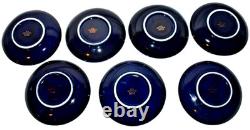 7 Arabia Of Finland Demitasse Mocha Cups & Saucers Cobalt Blue & Gold Olga Osol