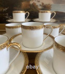 (7) GEORGES BOYER Gold Trim DEMITASSE CUPS & SAUCERS Vintage Limoges France