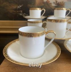 (7) GEORGES BOYER Gold Trim DEMITASSE CUPS & SAUCERS Vintage Limoges France