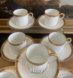 (7) GEORGES BOYER Gold Trim DEMITASSE CUPS & SAUCERS Vintage Limoges France
