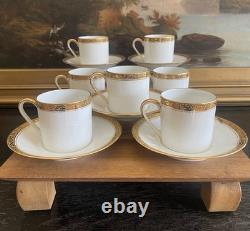 (7) GEORGES BOYER Gold Trim DEMITASSE CUPS & SAUCERS Vintage Limoges France