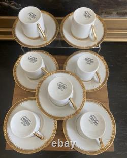 (7) GEORGES BOYER Gold Trim DEMITASSE CUPS & SAUCERS Vintage Limoges France