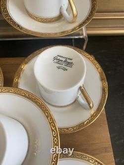 (7) GEORGES BOYER Gold Trim DEMITASSE CUPS & SAUCERS Vintage Limoges France
