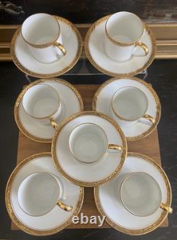 (7) GEORGES BOYER Gold Trim DEMITASSE CUPS & SAUCERS Vintage Limoges France (7) GEORGES BOYER Gold Trim DEMITASSE CUPS & SAUCERS Vintage Limoges France