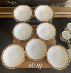 (7) GEORGES BOYER Gold Trim DEMITASSE CUPS & SAUCERS Vintage Limoges France