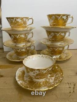 7 Gorgeous Royal Crown Derby Gold Aves Teacups Cups Saucers EUC England
