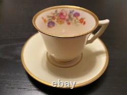 7 Old Ivory Syracuse China Demitasse Teacups Saucers OPCO Multicolor Flowers