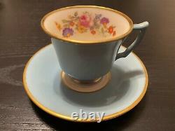 7 Old Ivory Syracuse China Demitasse Teacups Saucers OPCO Multicolor Flowers