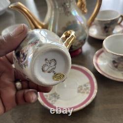 7 Pc Demitasse Porcelain Cups & Saucers Sugar Bowl Japan