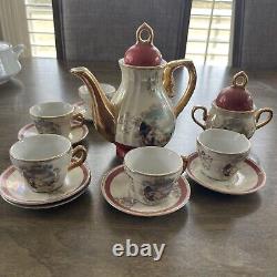 7 Pc Demitasse Porcelain Cups & Saucers Sugar Bowl Japan