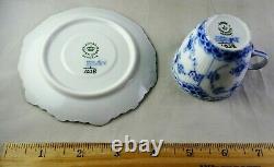 7 Royal Copenhagen Blue Fluted Full Lace 1038 Demitasse Cup & Saucer Sets 1st Qu