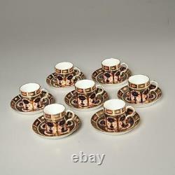 (7) Royal Crown Derby For Tiffany Old Imari 1128 Demitasse Cups & Saucers