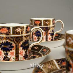 (7) Royal Crown Derby For Tiffany Old Imari 1128 Demitasse Cups & Saucers