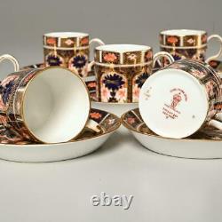 (7) Royal Crown Derby For Tiffany Old Imari 1128 Demitasse Cups & Saucers