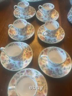 7 Sets Minton England Haddon Hall Chintz Demitasse Cups & Saucers